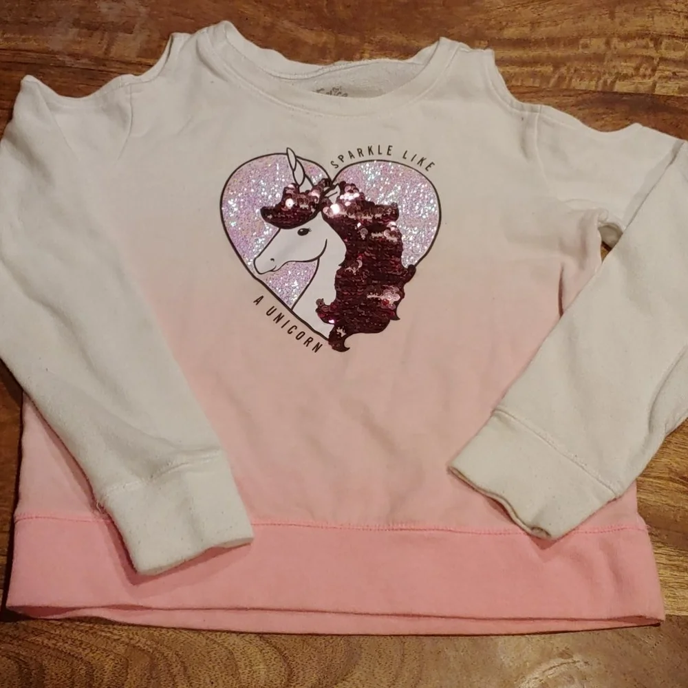 Justice Unicorn Flip Sequins Shirt Size 6/7